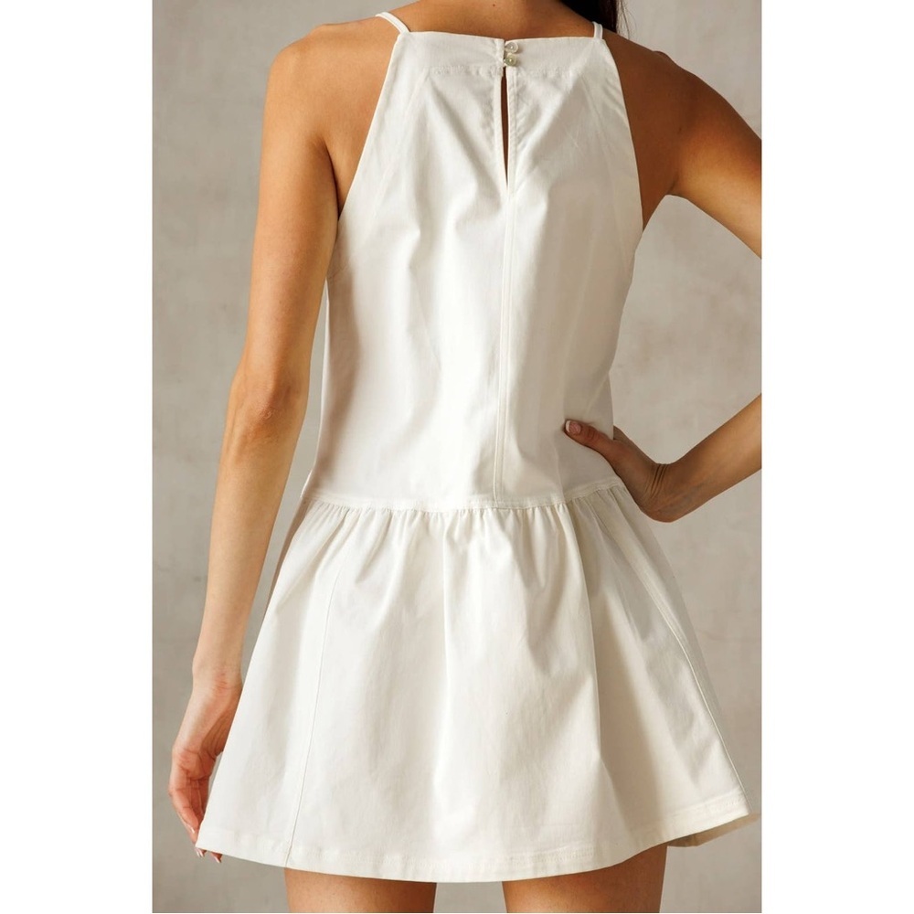 Sz L Hudson Gray 100% Cotton Laurie Mini Summer Dress In Creamy White NWT - Picture 8 of 8
